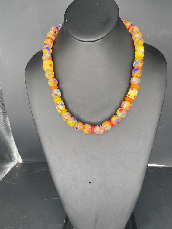 Speckled Yellow Sea Glass Necklace