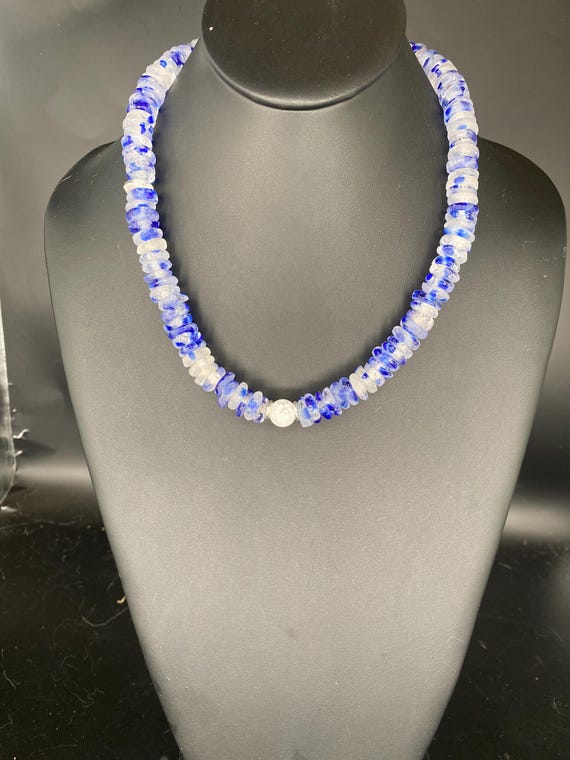 Cobalt Sea Glass II: Blue/ Clear Necklace