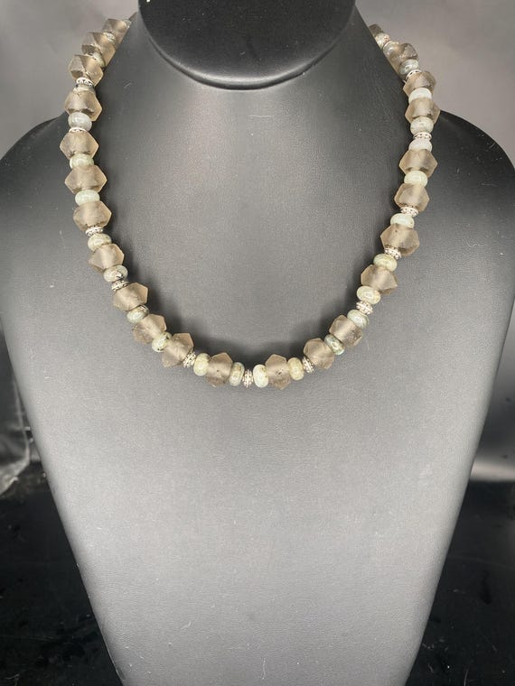 Grey Sea Glass Choker: Grey Necklace