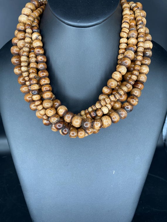 Woody: 5 strand Brown Necklace