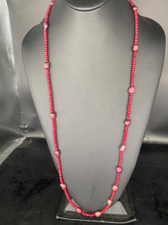 Ruby & Pearl: Faceted Rubies and Pearl Necklace