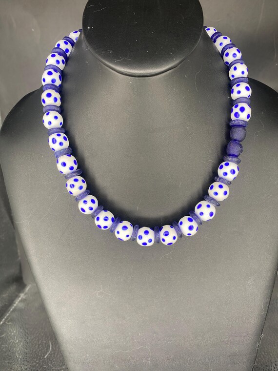 Navy/White Dots Necklace