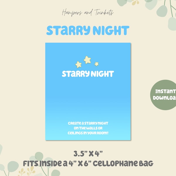 Blue Party Favor Starry Night | Digital Download | Bluey | Blue Dog | DIY Printable Party Decorations | Kids Birthday