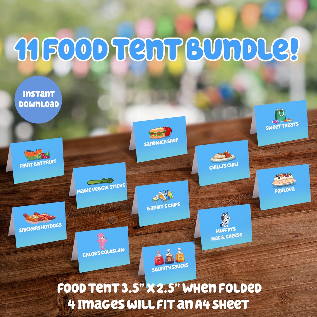 Blue Themed Food Tent Cards: 11 Digital Downloads DIY Printable Party ...