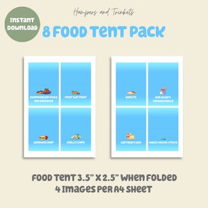 Blue Themed Food Tent Cards: 8 Digital Downloads DIY Printable Party ...