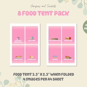 Blue Themed Food Pink Tent Cards: 8 Digital Downloads DIY Printable ...