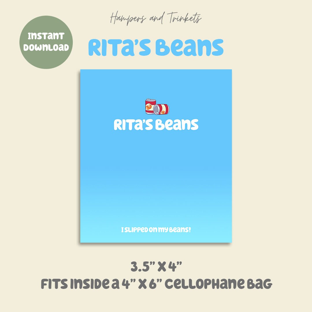Bluey Party Favor Rita's Beans / Descarga Digital / Bluey - Etsy España
