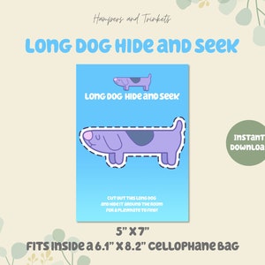 Blue Party Favor Long Dog Hide and Seek | Digital Download | Bluey | Blue Dog | DIY Printable Party Decorations | Kids Birthday