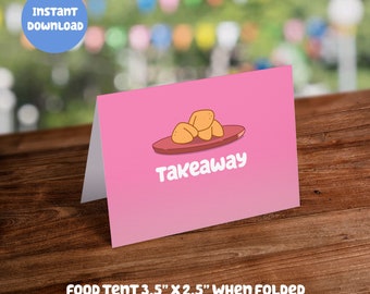 Blue Themed Food Pink Tent Cards: 8 Digital Downloads DIY Printable ...