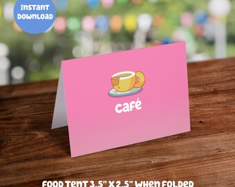 Blue Themed Food Pink Tent Cards: 8 Digital Downloads DIY Printable ...