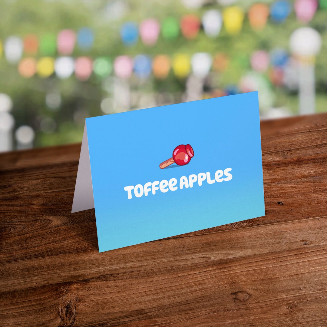 Bluey Themed Food Tent Card Toffee Apples Digital Download Etsy