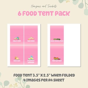 Blue Themed Pink Food Label Tent Cards 6 Digital Download Bundle DIY ...