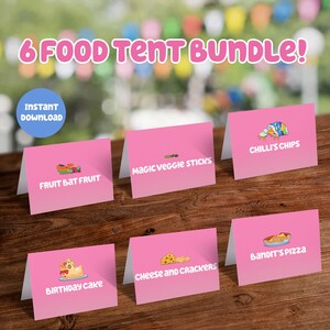 Blue Themed Pink Food Label Tent Cards 6 Digital Download Bundle DIY ...