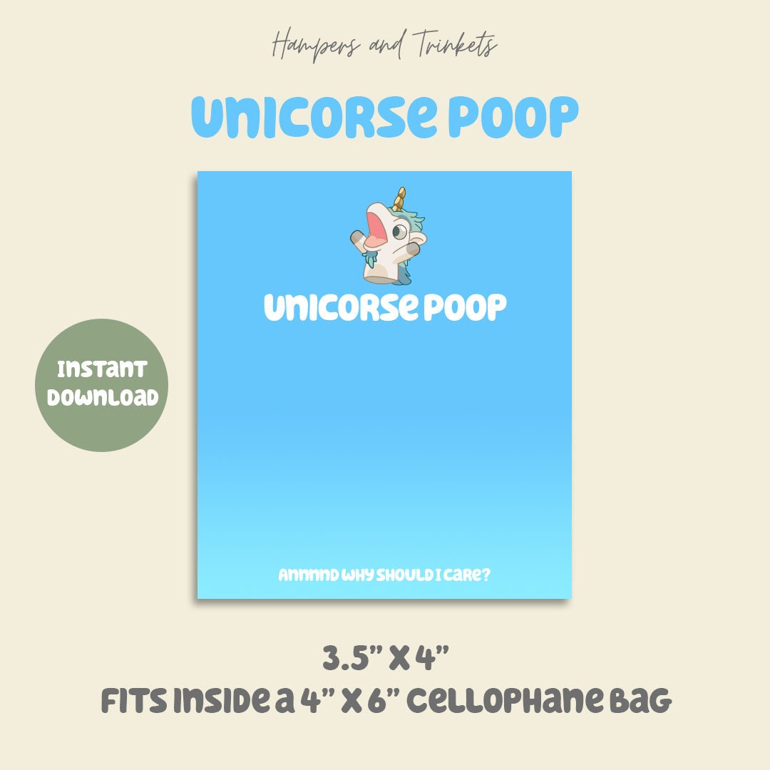 Bluey Party Favor Unicorn Poop Digital Download Bluey - Etsy UK