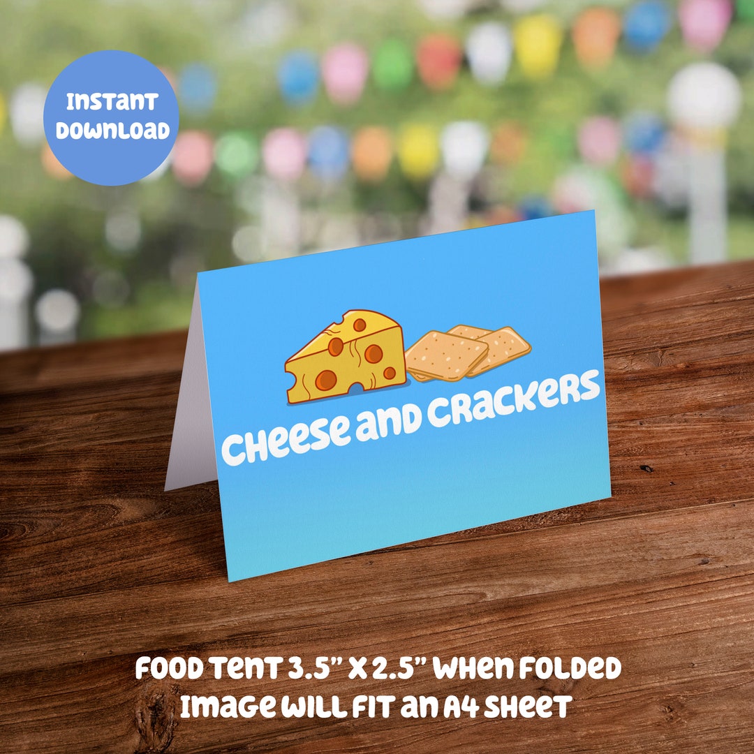 Blue Themed Food Tent Card Cheese and Crackers: Digital Download DIY ...