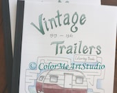 On Sale, RV Trailers Coloring Book, Vintage Camping Coloring Book, Travel Trailer Coloring Book, Glamper Trailer Coloring, Art Therapy