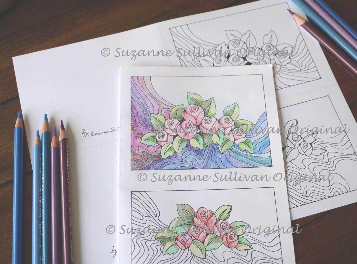 Printable Note Cards Coloring Page Set of 2 DIY Note Cards Etsy