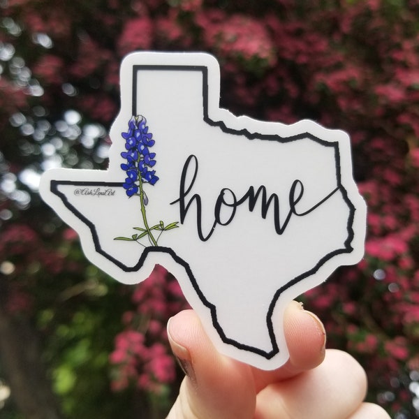 Home is Texas Sticker - Home Sticker - Texas Sticker - Bluebonnet Sticker - Texas Bluebonnets - Texas Outline - Bluebonnet Art - Texas Art