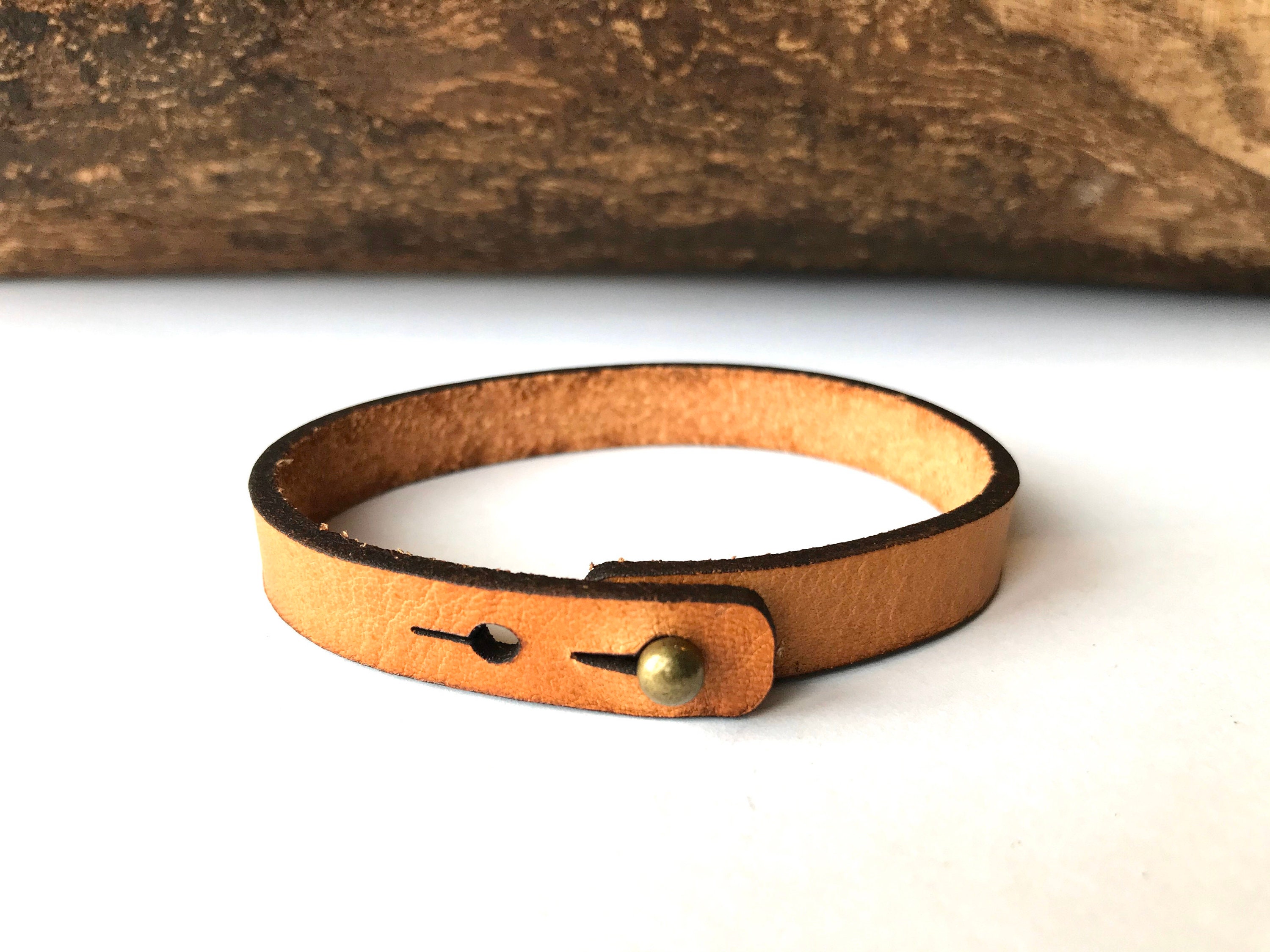 Personalized Real Leather Bracelet - Stud Adjustable Full