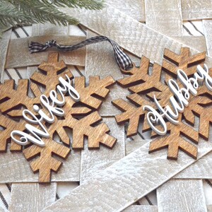 Personalized Snowflake Christmas Ornament: Laser Cut Wood, Blessed Decor