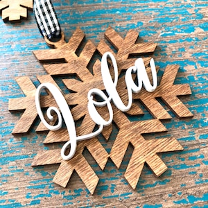 Personalized Christmas Ornament - Snowflake Christmas Ornament - Laser Cut Wood Ornament -  Blessed Ornament - Name Ornament