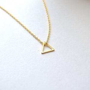 Gold Filled Triangle Necklace Pyramid Pendant Gift Minimalist Dainty ...