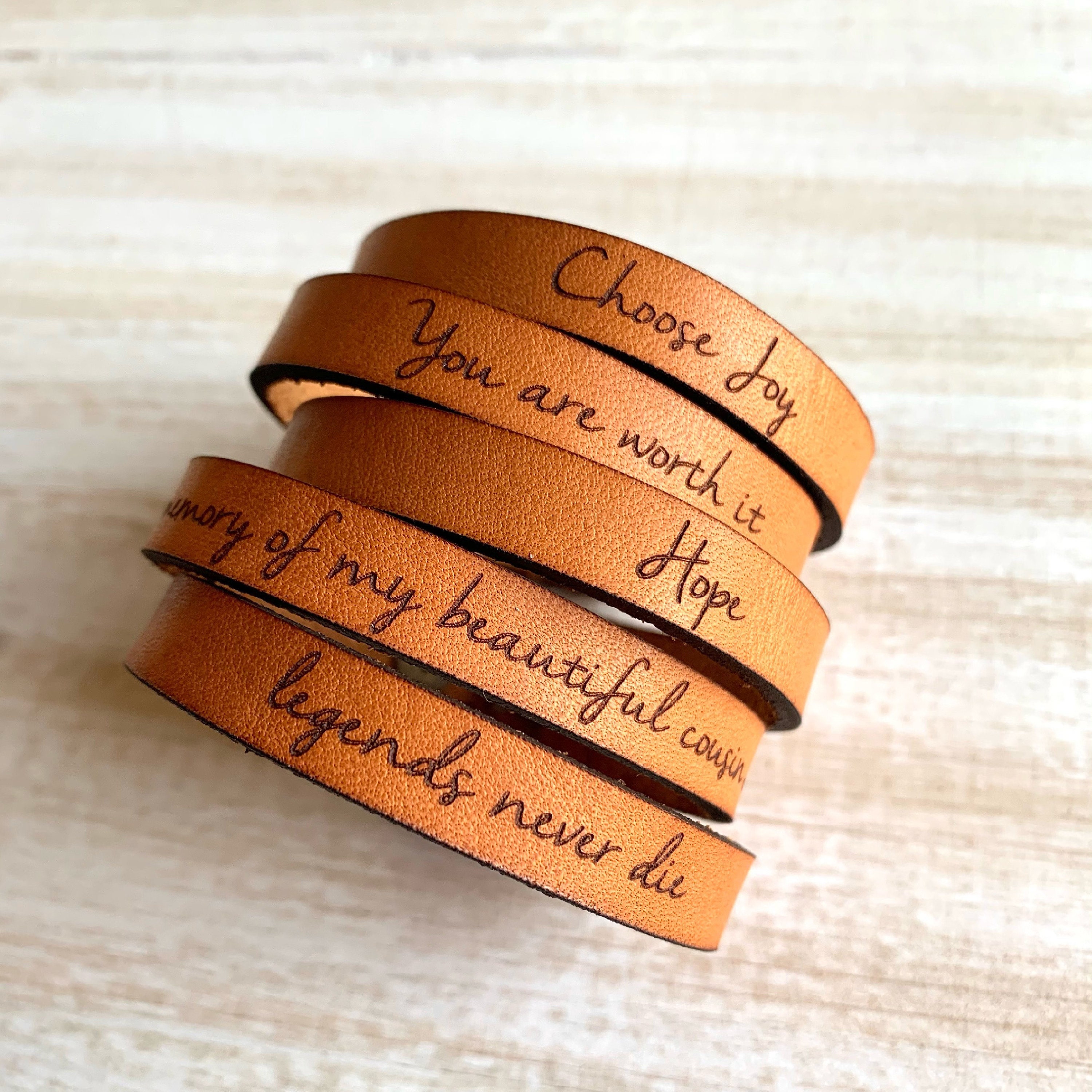 Personalized Real Leather Bracelet - Stud Adjustable Full