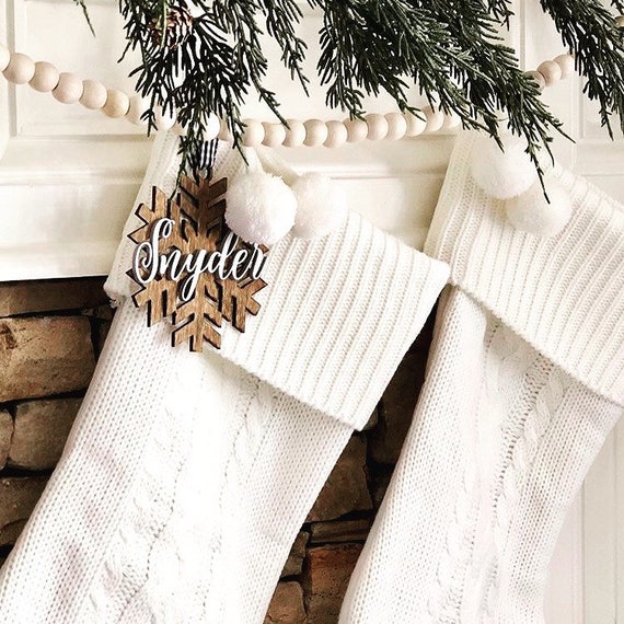 Personalized Ornament - Snowflake Ornament - Laser Cut Wood Ornament -  Wood Snowflake Stocking Tag- Name Ornament - Personalized