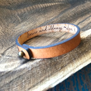 Custom Real Leather Bracelet - Personalized Engraved Word Bracelet - Hidden Message Custom Engraved Bracelet - Gift For Him or Her