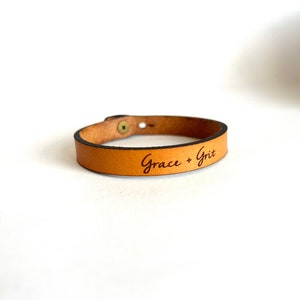 Engraved Leather Bracelet: Grace & Grit, Full Grain Leather, Encouragement Gift