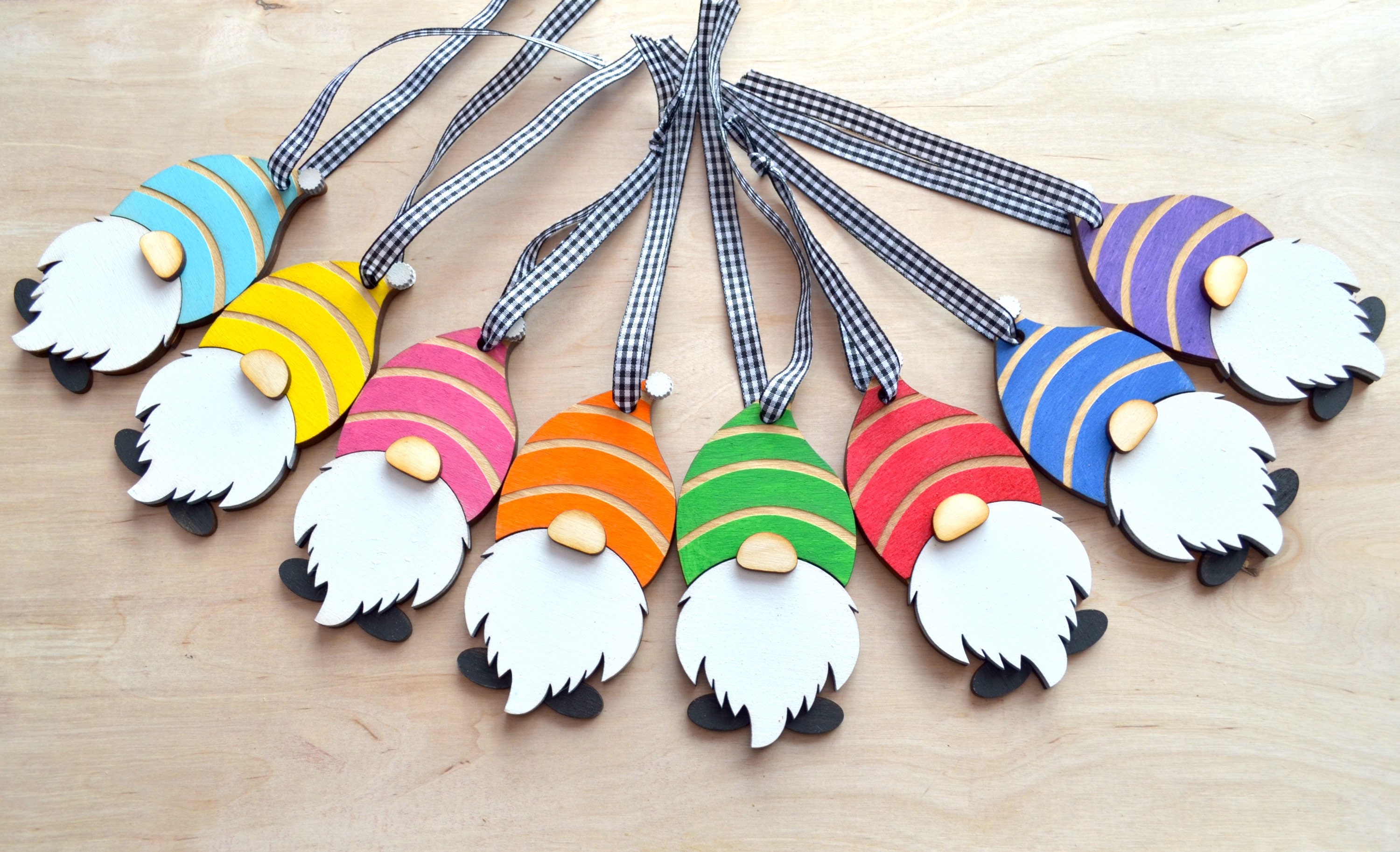 Gnome Ornaments SET of 7 Personalized Gnome Ornament Laser Etsy