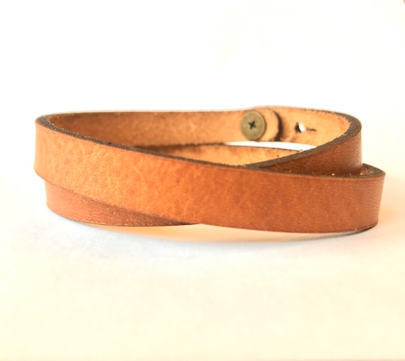 Double Wrap Leather Bracelet Adjustable Stud Cuff Classic | Etsy