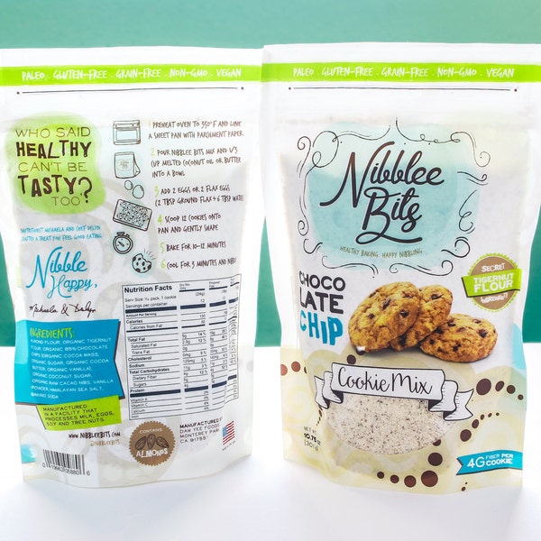 Nibblee Bits - Paleo, Gluten-Free, Grain-Free, Non-GMO, Vegan Chocolate Chip Cookie Mix