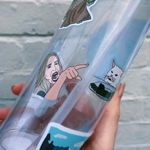 Autocollants imperméables transparents | | de mème de chat Femme criant sur Cat | | d’autocollants de mème Drôle d’autocollant | Drôle de chat | | d’autocollants pour chats Brolly Météo