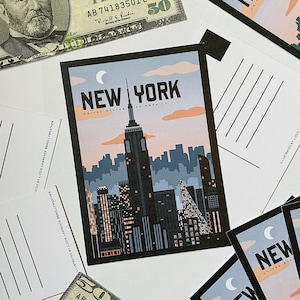 New York Postcard | New York Wall Art | Travel Postcard | Illustration Print | New York Print | USA Postcard | NYC Decor | Brolly Weather