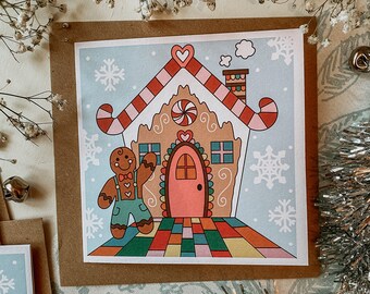 Christmas Card | Gingerbread Man House | Merry Christmas Card | Happy Holidays Card | Blank Inside | Custom Message | Xmas | Brolly Weather