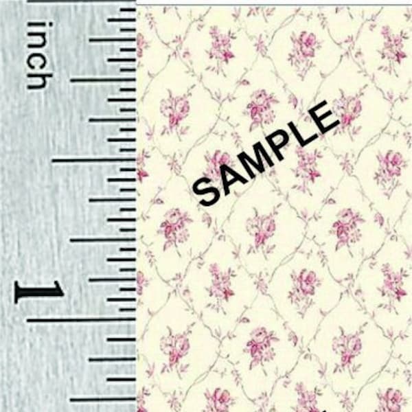 Quarter Scale, Half Scale und 1:144 Miniatur Floral Puppenhaus Wallpaper (15B)