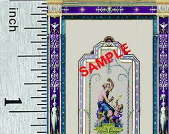 Quarter Scale, Half Scale and 1:144 Scale Miniature Dollhouse Wallpaper Panels (56C)