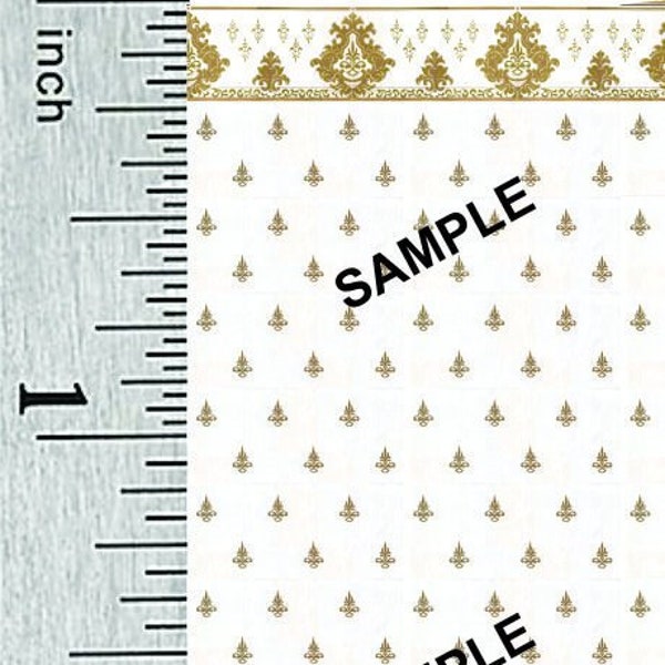 Quarter Scale, Half Scale und 1:144 Scale Miniatur Gold Geometrische Puppenhaus Wallpaper (8C)