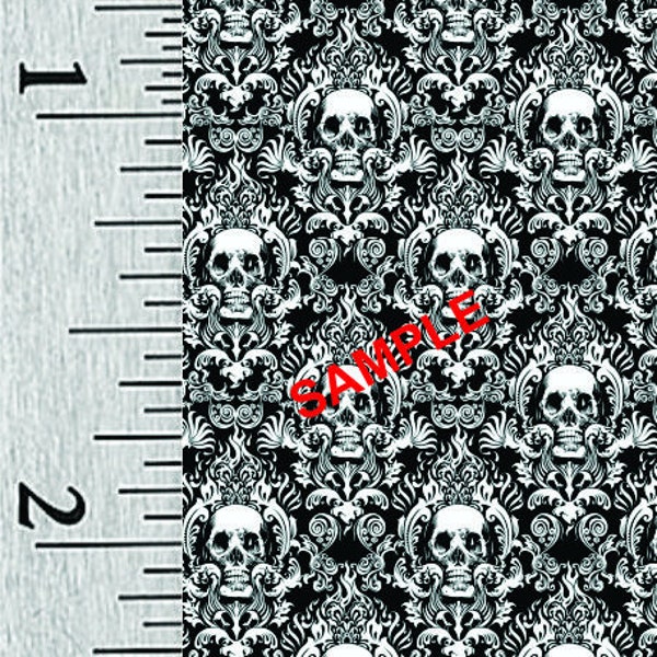 Quarter Scale, Half Scale and 1:144 Scale Miniature Skull Dollhouse Wallpaper (37A)