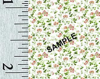 Quarter Scale, Half Scale and 1:144 Scale Miniature Rose Floral Dollhouse Wallpaper (8A)