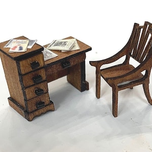 Miniature 1:48 scale Art Deco Desk and Chair Kit