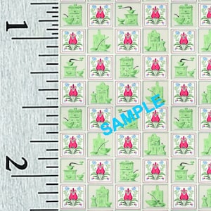 Quarter Scale, Half Scale and 1:144 Scale Miniature Retro Dollhouse Wallpaper (38C)