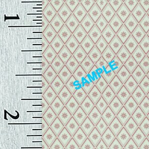 Quarter Scale, Half Scale and 1:144 Scale Miniature Rose Diamond Dollhouse Wallpaper (7B)