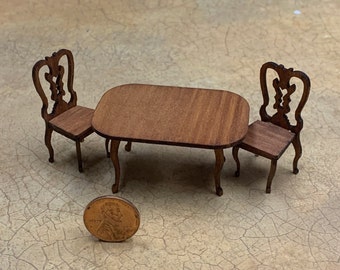 Miniature 1:24 scale Splat Back Table and Chairs KIT