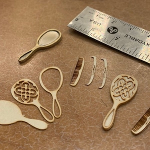 Miniature Mirror and Comb Dresser Set in 1:12 Scale