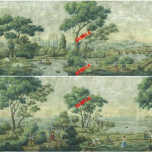 Quarter Scale, Half Scale and 1:144 Scale Miniature Antique Reproduction Mural  Dollhouse Wallpaper (21B)