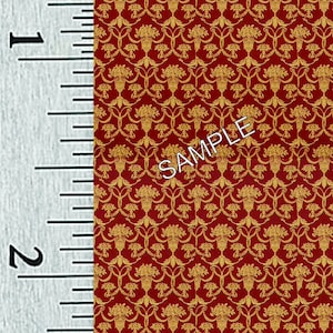 Quarter Scale, Half Scale and 1:144 Scale Miniature Damask Dollhouse Wallpaper (3C)