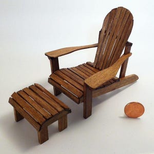Miniature 1:12 Scale Adirondack Chair and Footstool Kit