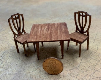 Miniature 1:24 scale Shield Back Table and Chairs KIT